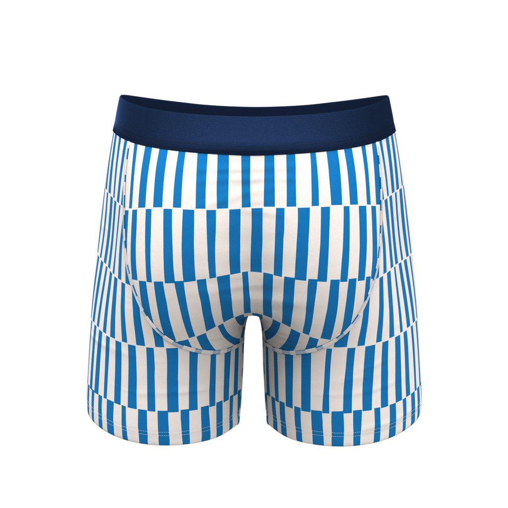 The Hamptons | Blue Mosaic Stripe Ball Hammock® Pouch Underwear With Fly - Shinesty