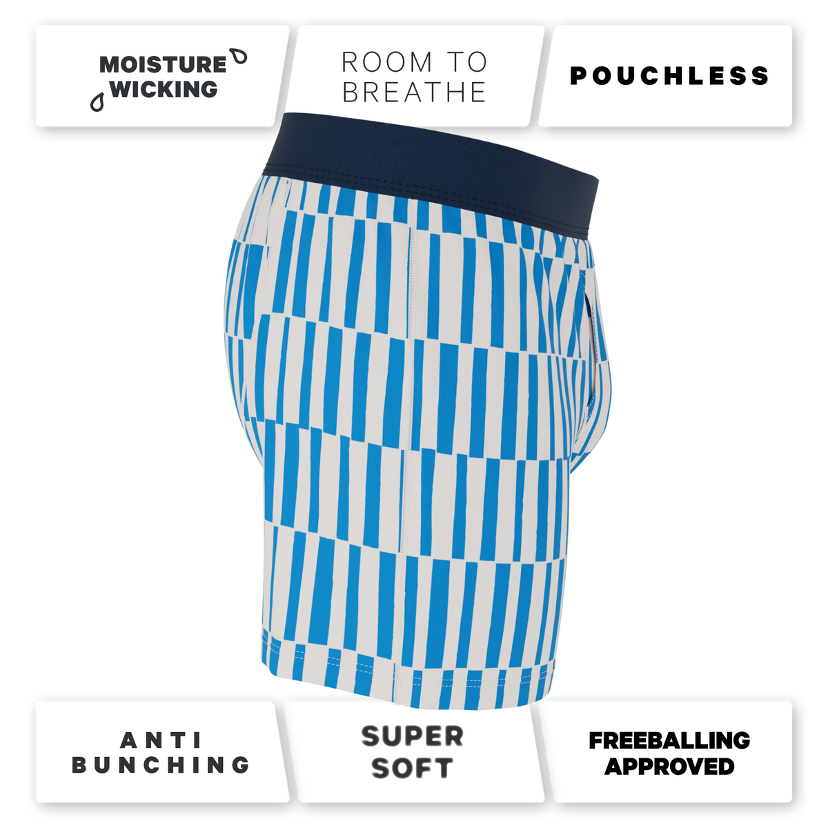 The Hamptons | Blue Mosaic Stripe Boxers - Shinesty