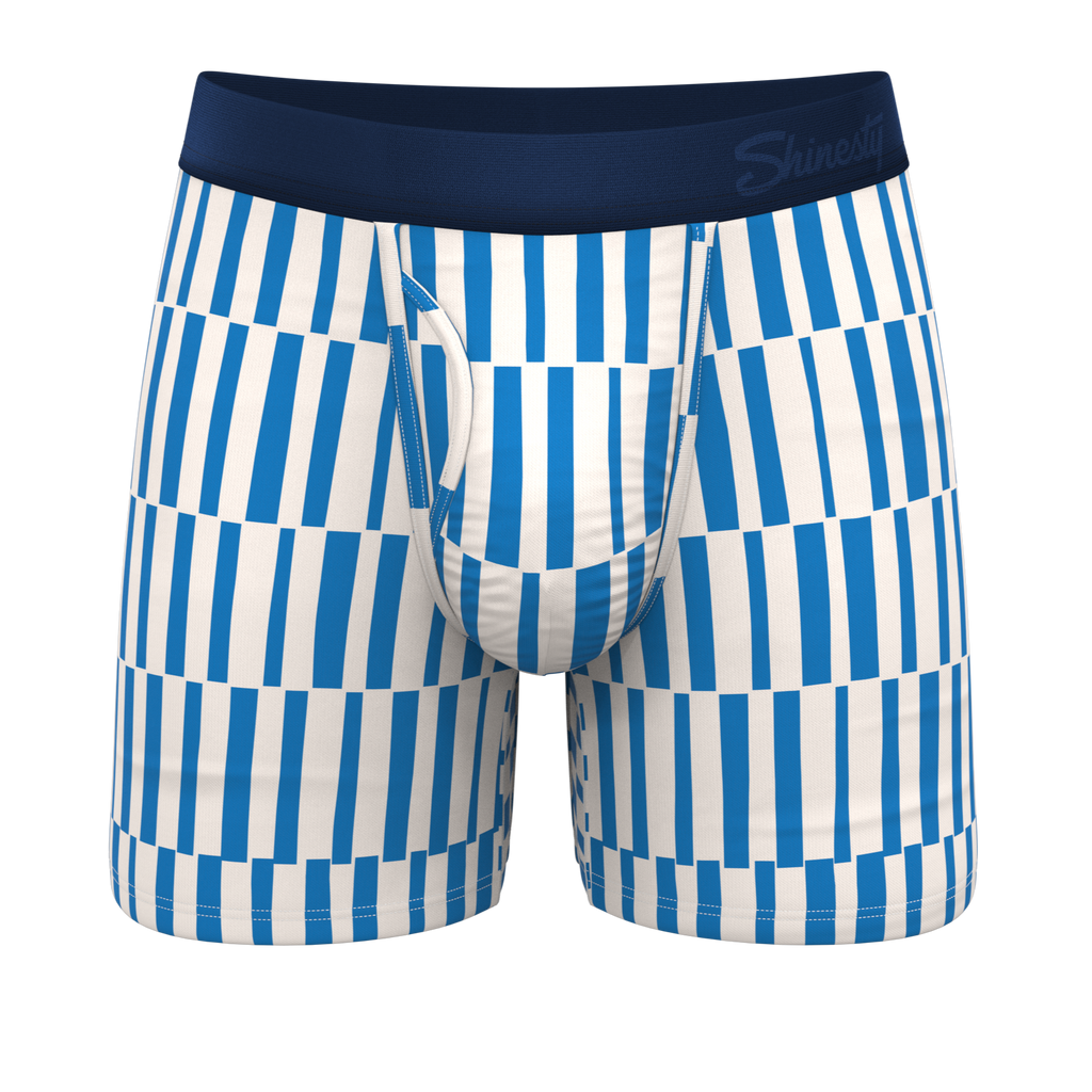 The Hamptons | Blue Mosaic Stripe Ball Hammock® Pouch Underwear With Fly - Shinesty