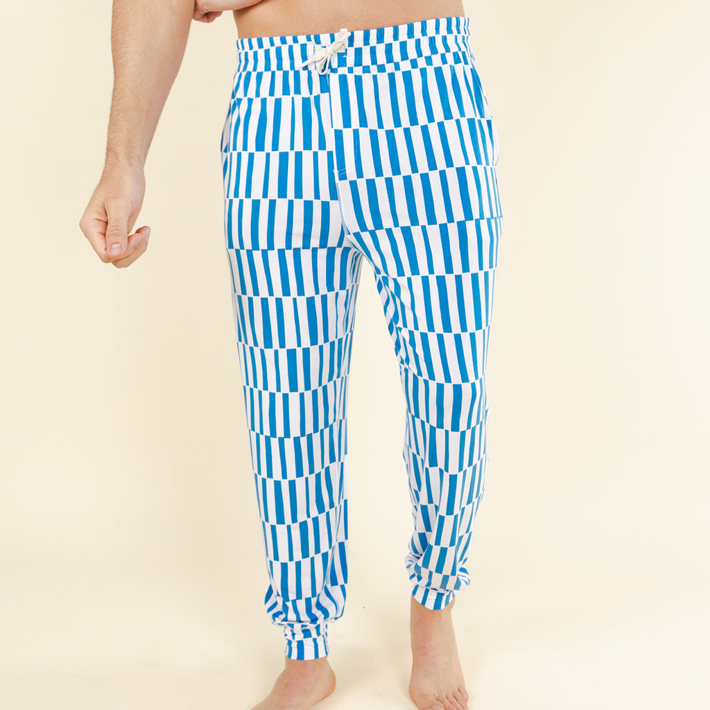 The Hamptons | Blue Mosaic Stripe SleepDeep™ Men’s Pajama Joggers - Shinesty