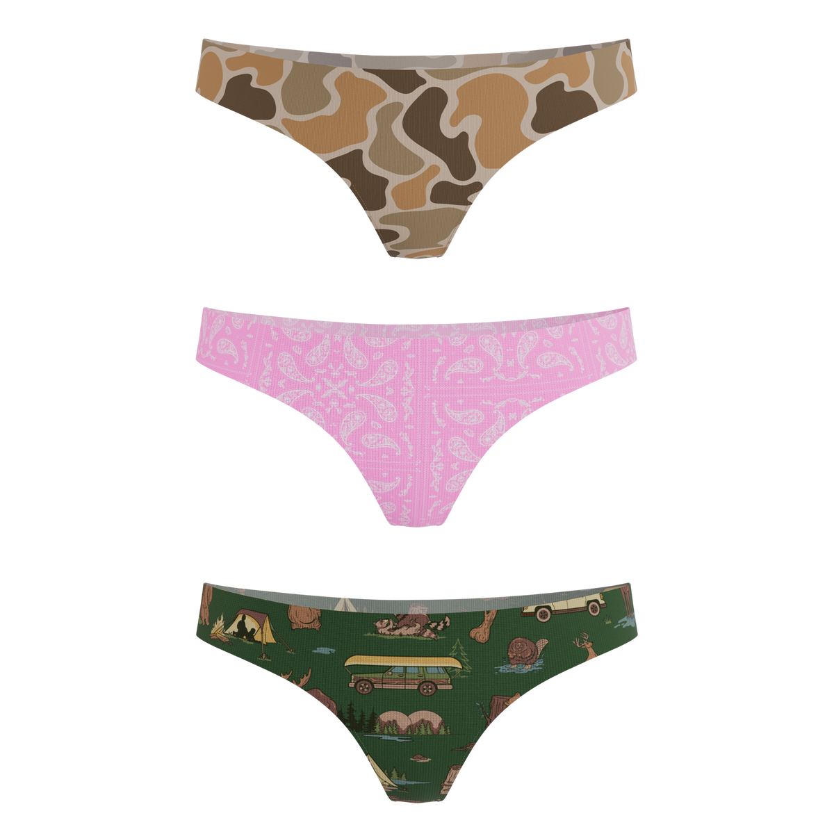 The Happy Trails | Women's Thong Underwear 3 Pack - Shinesty