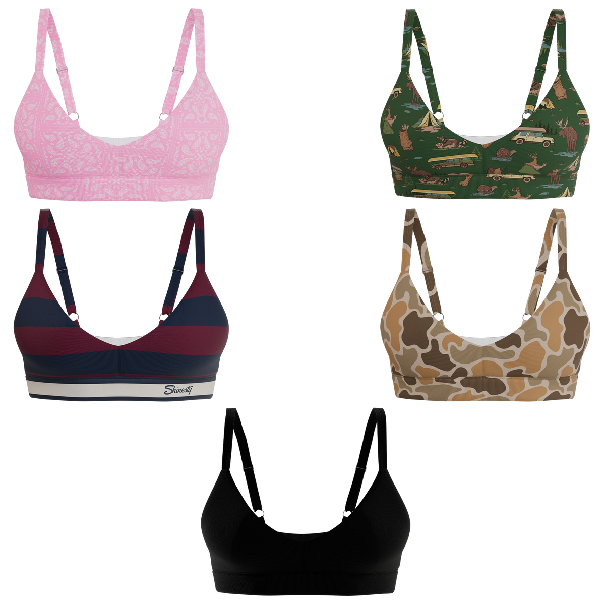 The Happy Trails | Boob Hammock™ Plunge Bralette 5 Pack - Shinesty