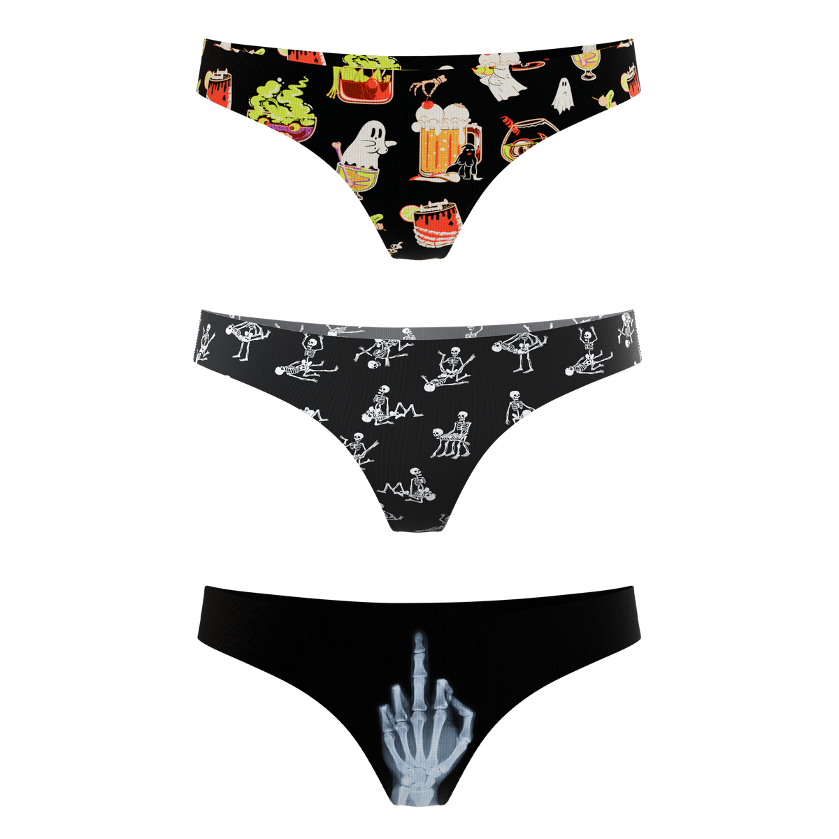 The Haunted Trio | Women's Thong Underwear 3 Pack - Shinesty