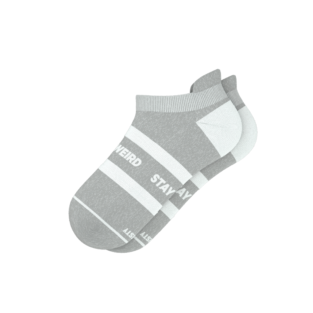 The Haze | Grey and White Stripe Heel Hammock™ Ankle Socks - Shinesty