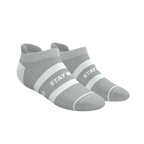 The Haze | Grey and White Stripe Heel Hammock™ Ankle Socks - Shinesty