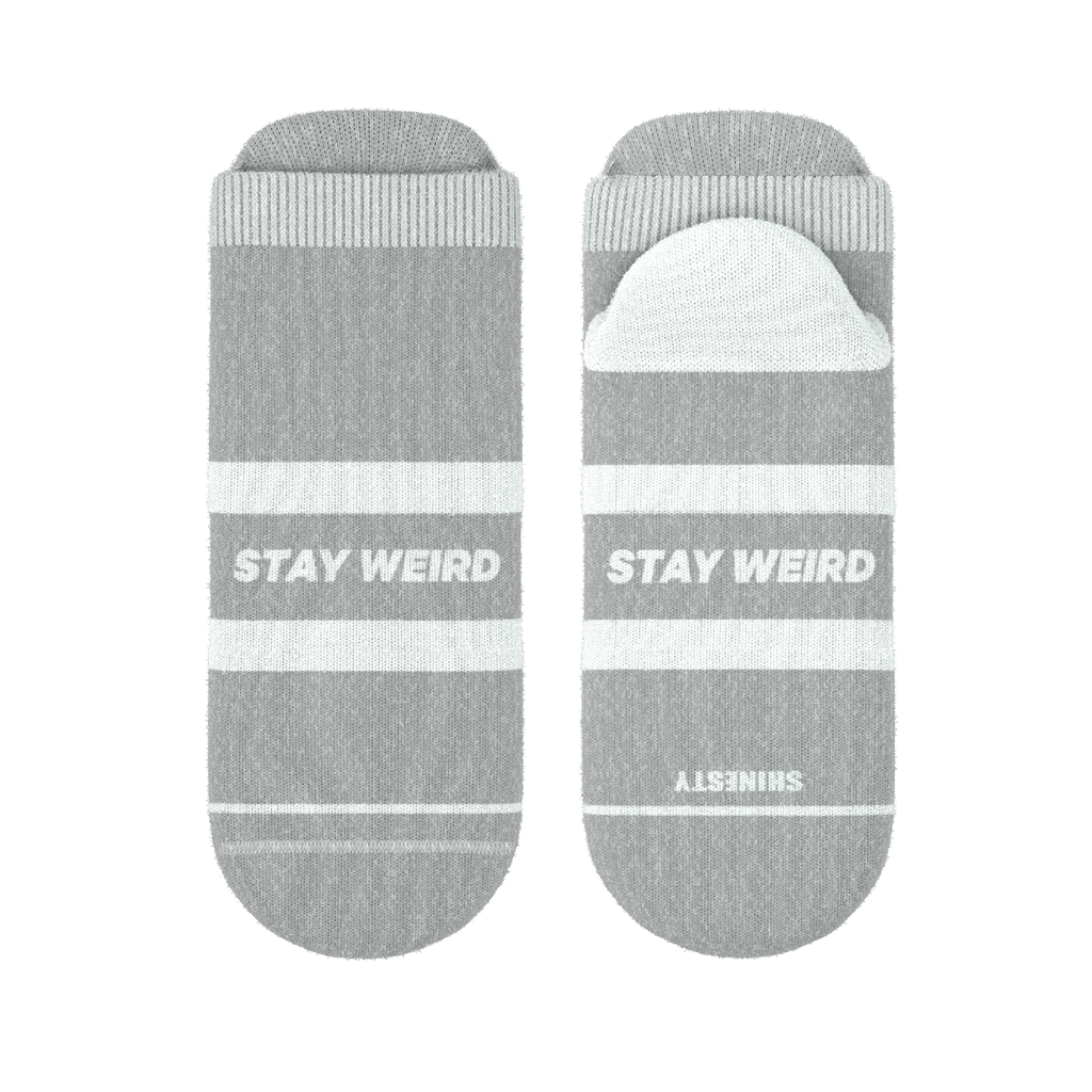 The Haze | Grey and White Stripe Heel Hammock™ Ankle Socks - Shinesty