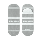 The Haze | Grey and White Stripe Heel Hammock™ Ankle Socks - Shinesty