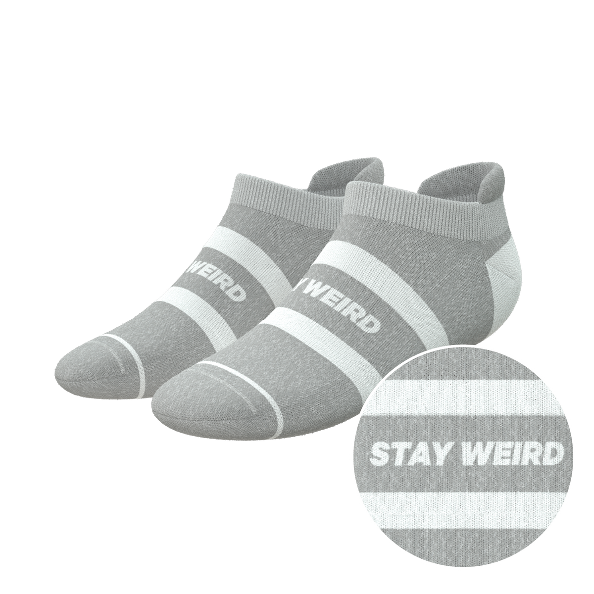The Haze | Grey and White Stripe Heel Hammock™ Ankle Socks - Shinesty