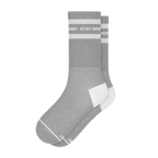 The Haze | Grey and White Stripe Heel Hammock™ Crew Socks - Shinesty