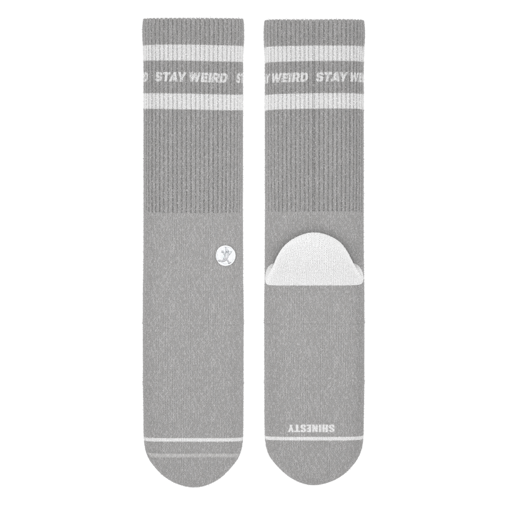 The Haze | Grey and White Stripe Heel Hammock™ Crew Socks - Shinesty