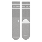 The Haze | Grey and White Stripe Heel Hammock™ Crew Socks - Shinesty