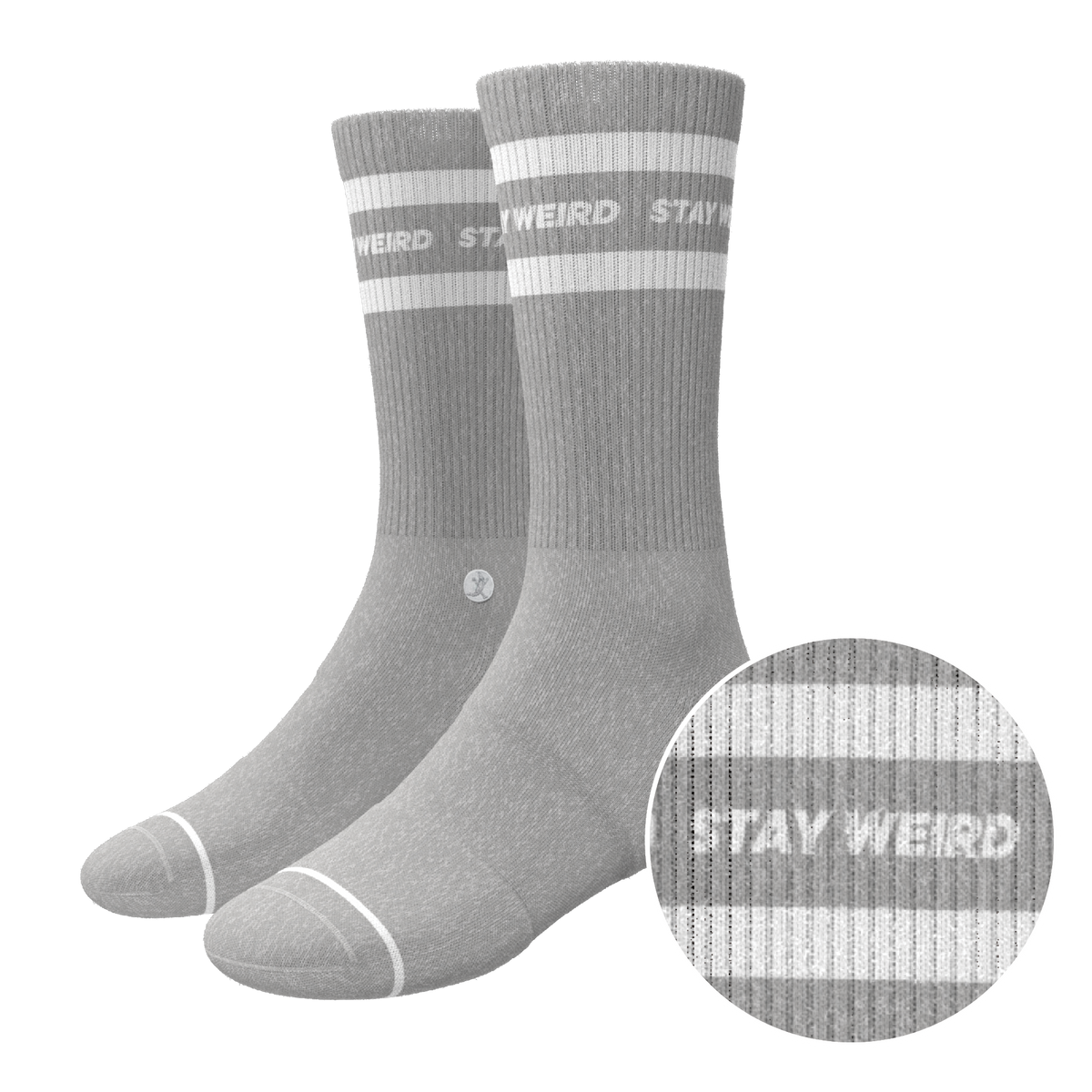 The Haze | Grey and White Stripe Heel Hammock™ Crew Socks - Shinesty