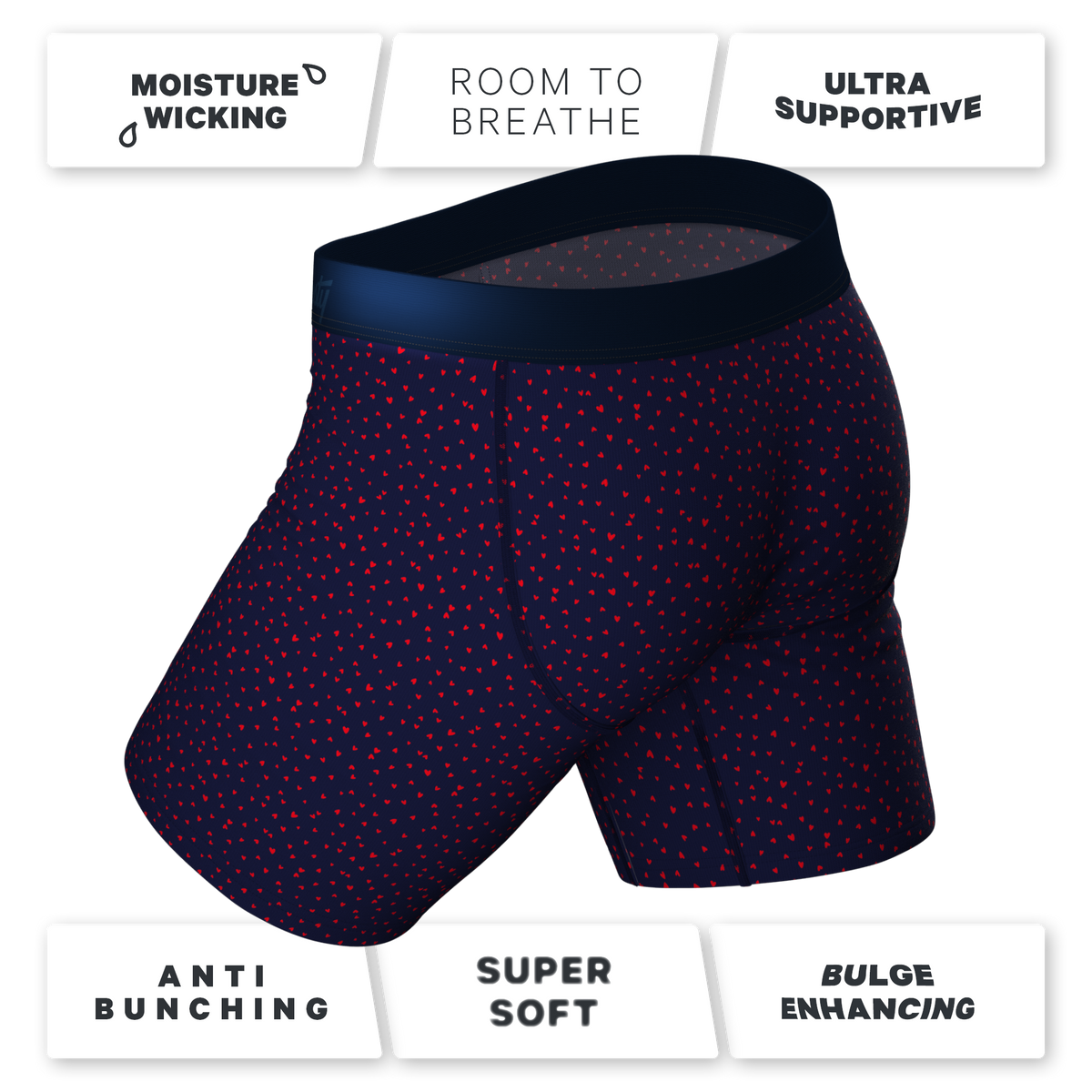 The Heartthrob | Tiny Hearts Valentines Day Ball Hammock® Boxer - Long Leg - Shinesty
