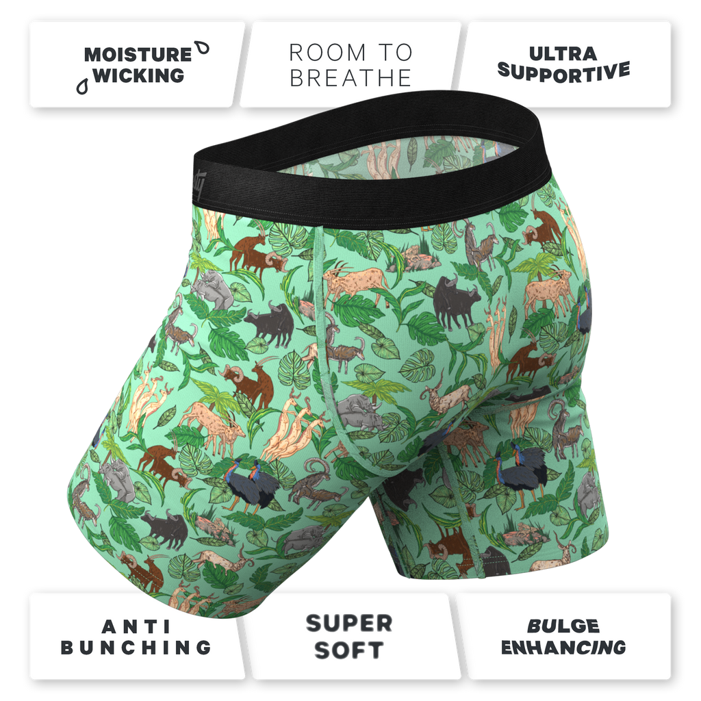 The Hornography | Tropical Animals Ball Hammock® Boxer - Long Leg - Shinesty