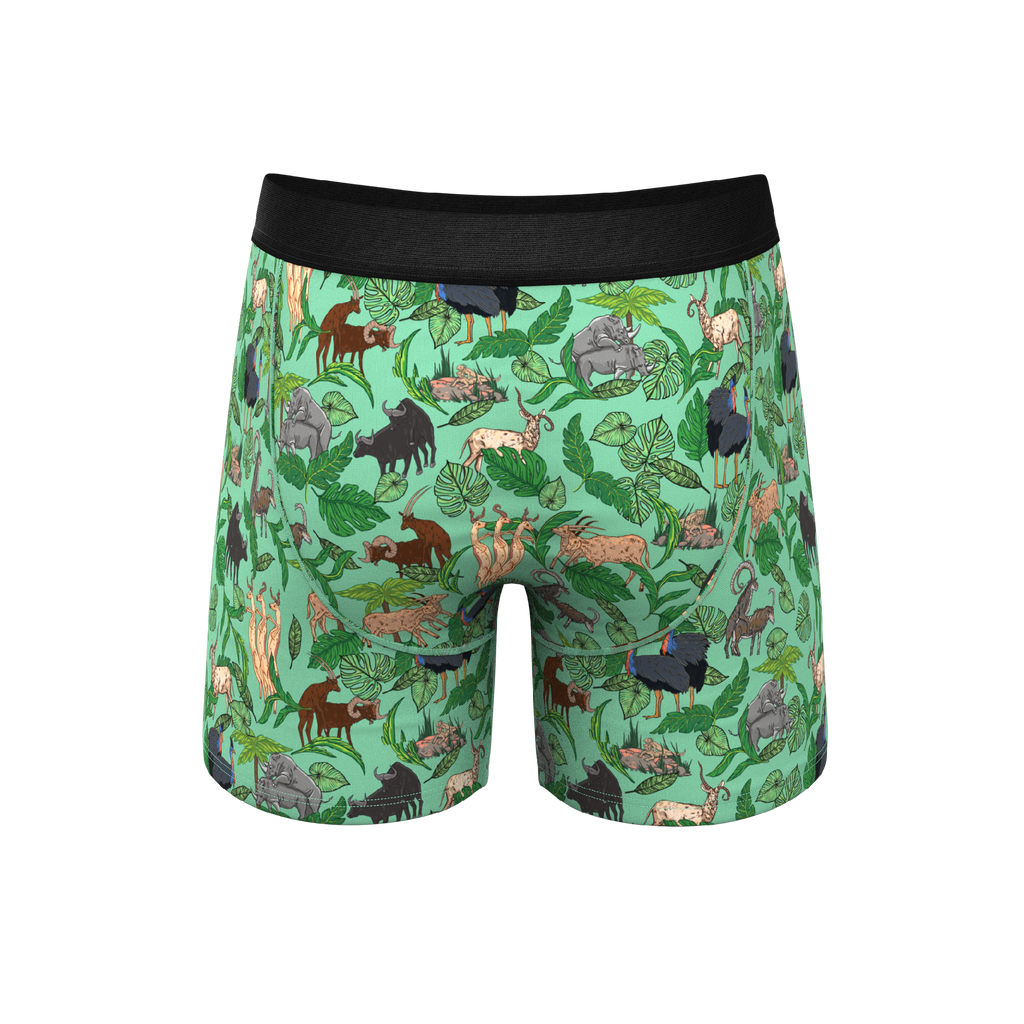 The Hornography | Tropical Animals Ball Hammock® Pouch Underwear With Fly - Shinesty