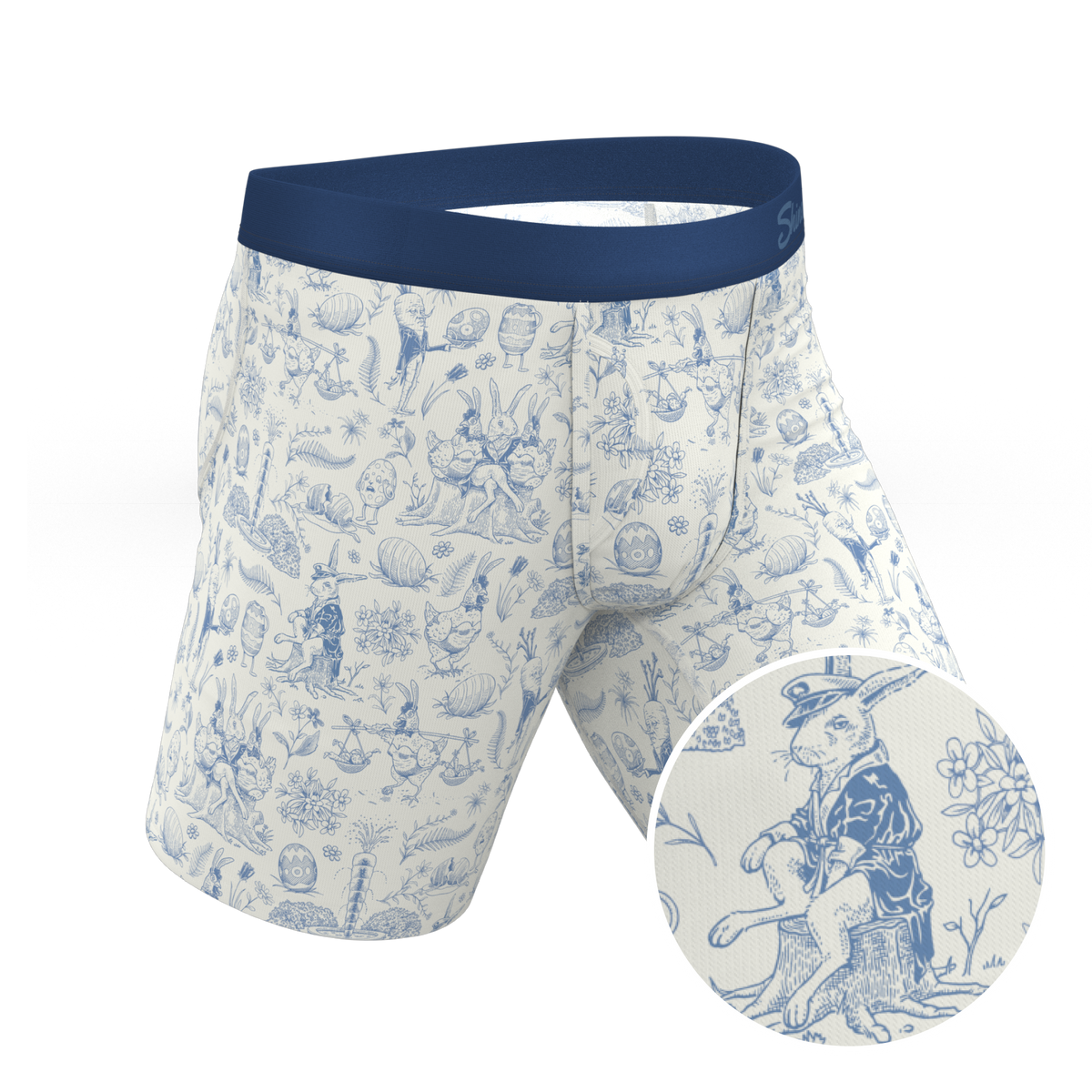 The Hot Cottontail | Easter Toile Ball Hammock® Boxer - Long Leg - Shinesty