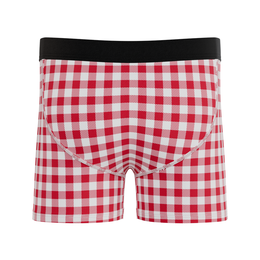 The Hot Diggity | Red Gingham Youth Boxer Briefs - Shinesty