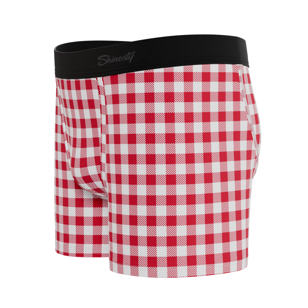 The Hot Diggity | Red Gingham Youth Boxer Briefs - Shinesty