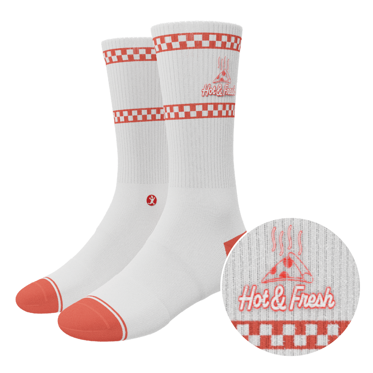 The Hot & Fresh | Pizza Box Heel Hammock™ Crew Socks - Shinesty