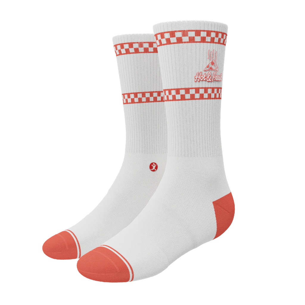 The Hot & Fresh | Pizza Box Heel Hammock™ Crew Socks - Shinesty