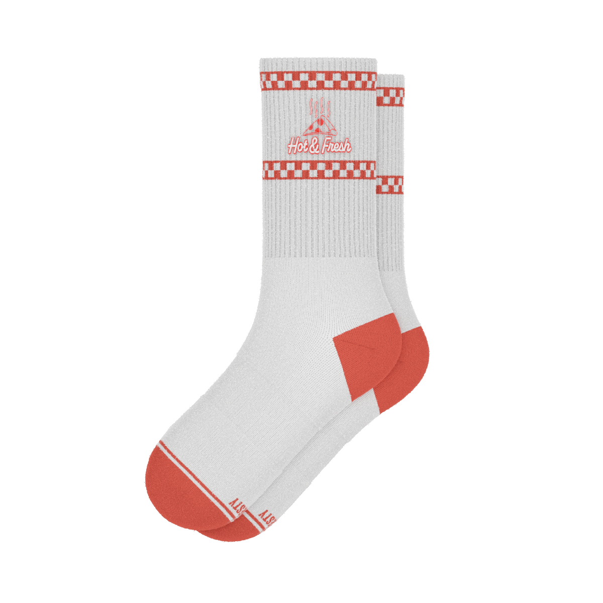 The Hot & Fresh | Pizza Box Heel Hammock™ Crew Socks - Shinesty