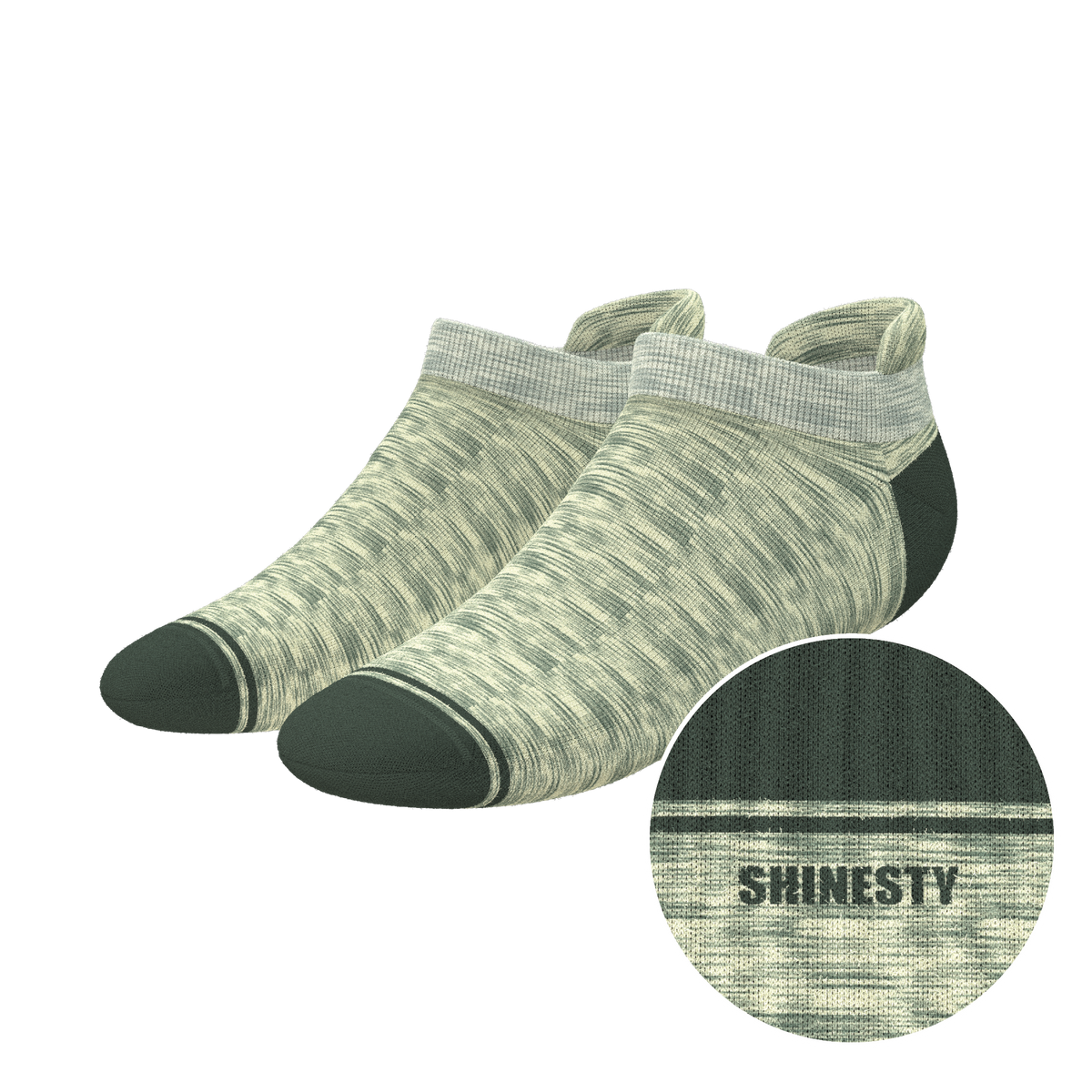 The Illusion | Green Pattern Heel Hammock™ Ankle Socks - Shinesty