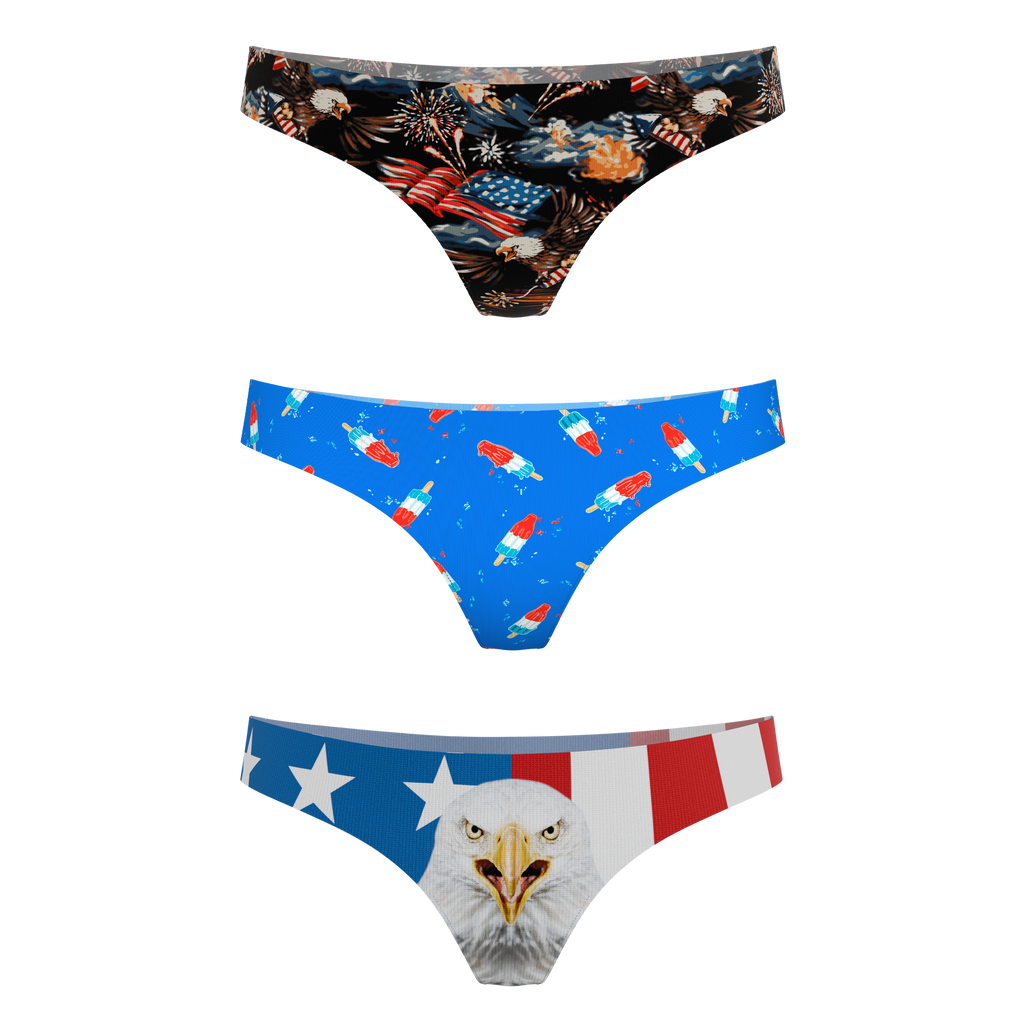The Independance | Women's Thong Underwear 3 Pack - Shinesty