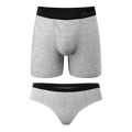 The Gray Area | Grey Couples Ball Hammock® Boxer With Fly and Cheeky 2 Pack - Shinesty