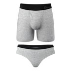 The Gray Area | Grey Couples Ball Hammock® Boxer With Fly and Cheeky 2 Pack - Shinesty