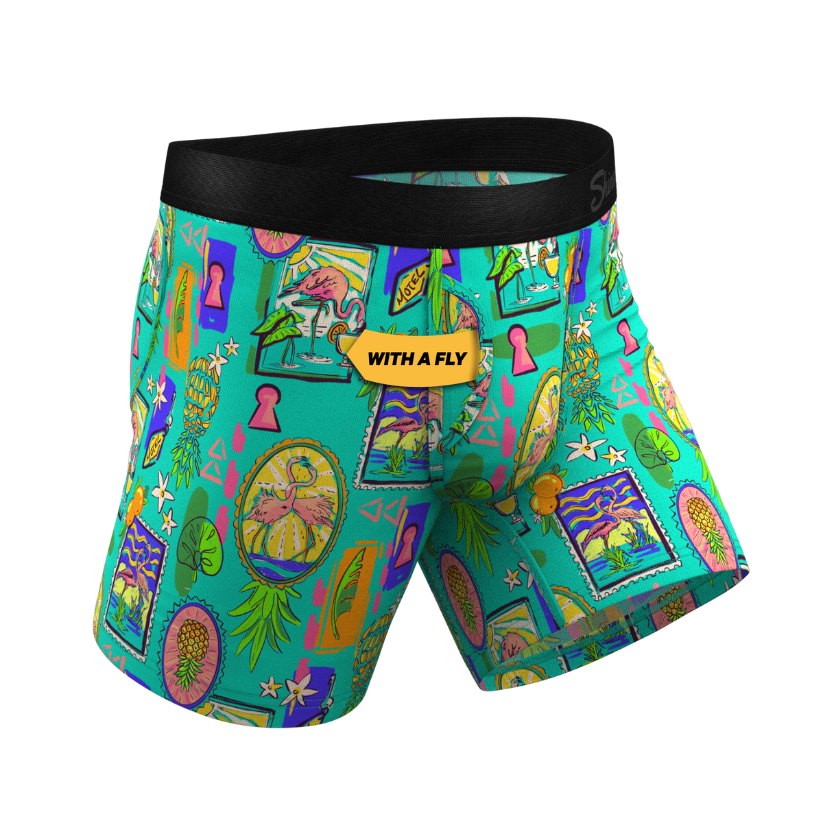 The Island Time | Pineapple Scene Ball Hammock® Pouch Underwear With Fly - Shinesty
