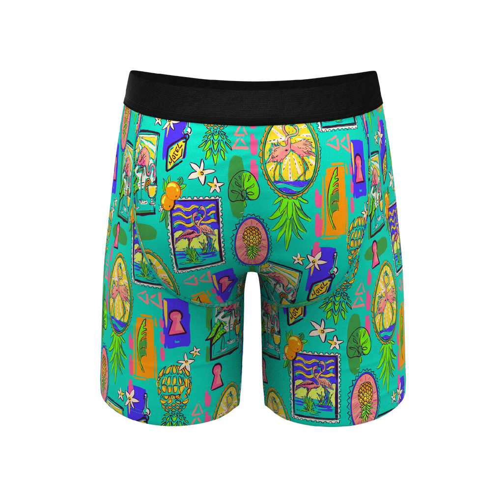 The Island Time | Pineapple Scene Ball Hammock® Boxer - Long Leg - Shinesty