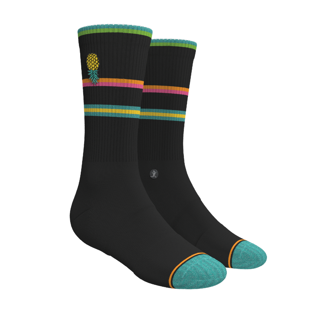The Island Time | Black Tropical Heel Hammock™ Crew Socks - Shinesty