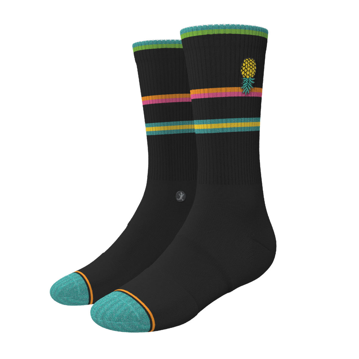 The Island Time | Black Tropical Heel Hammock™ Crew Socks - Shinesty