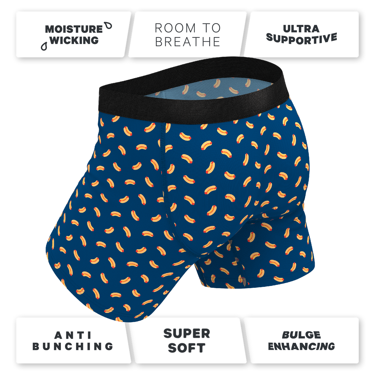 The Itty Bitty Buns | Hotdog Ball Hammock® Pouch Underwear With Fly - Shinesty