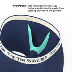 The Jet Set | Hot Tub Club Navy Ball Hammock® Pouch Underwear With Fly - Shinesty