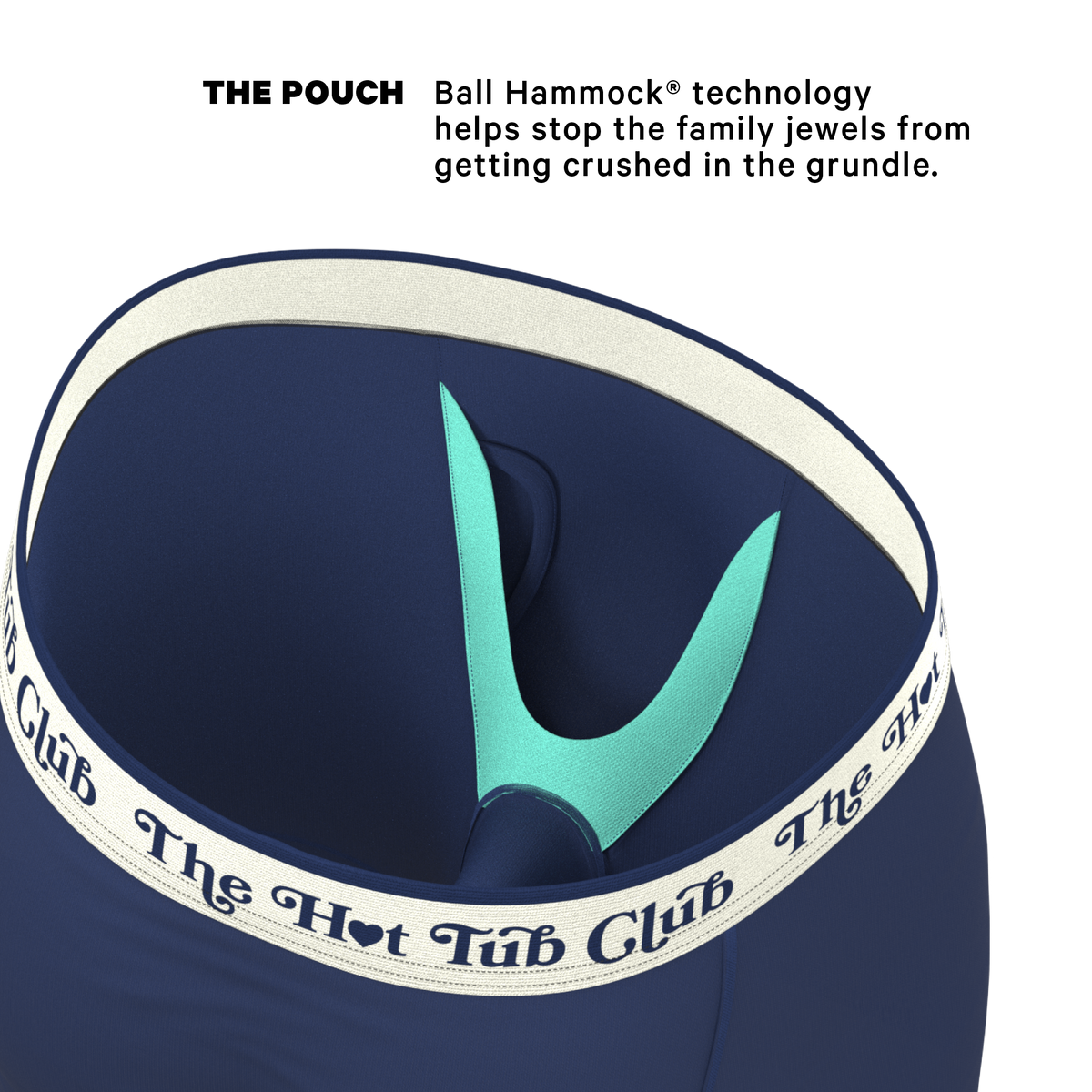The Jet Set | Hot Tub Club Navy Ball Hammock® Boxer - Long Leg - Shinesty