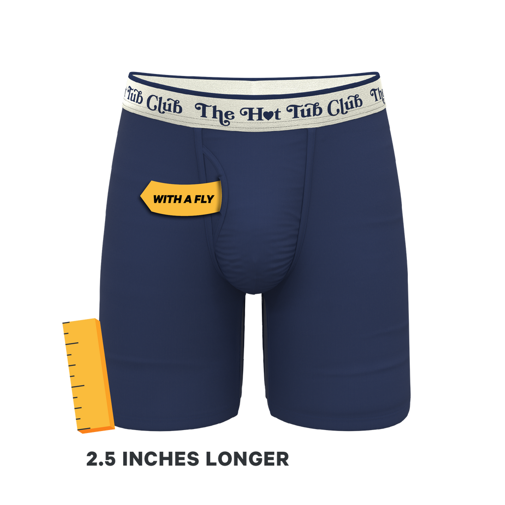 The Jet Set | Hot Tub Club Navy Ball Hammock® Boxer - Long Leg - Shinesty
