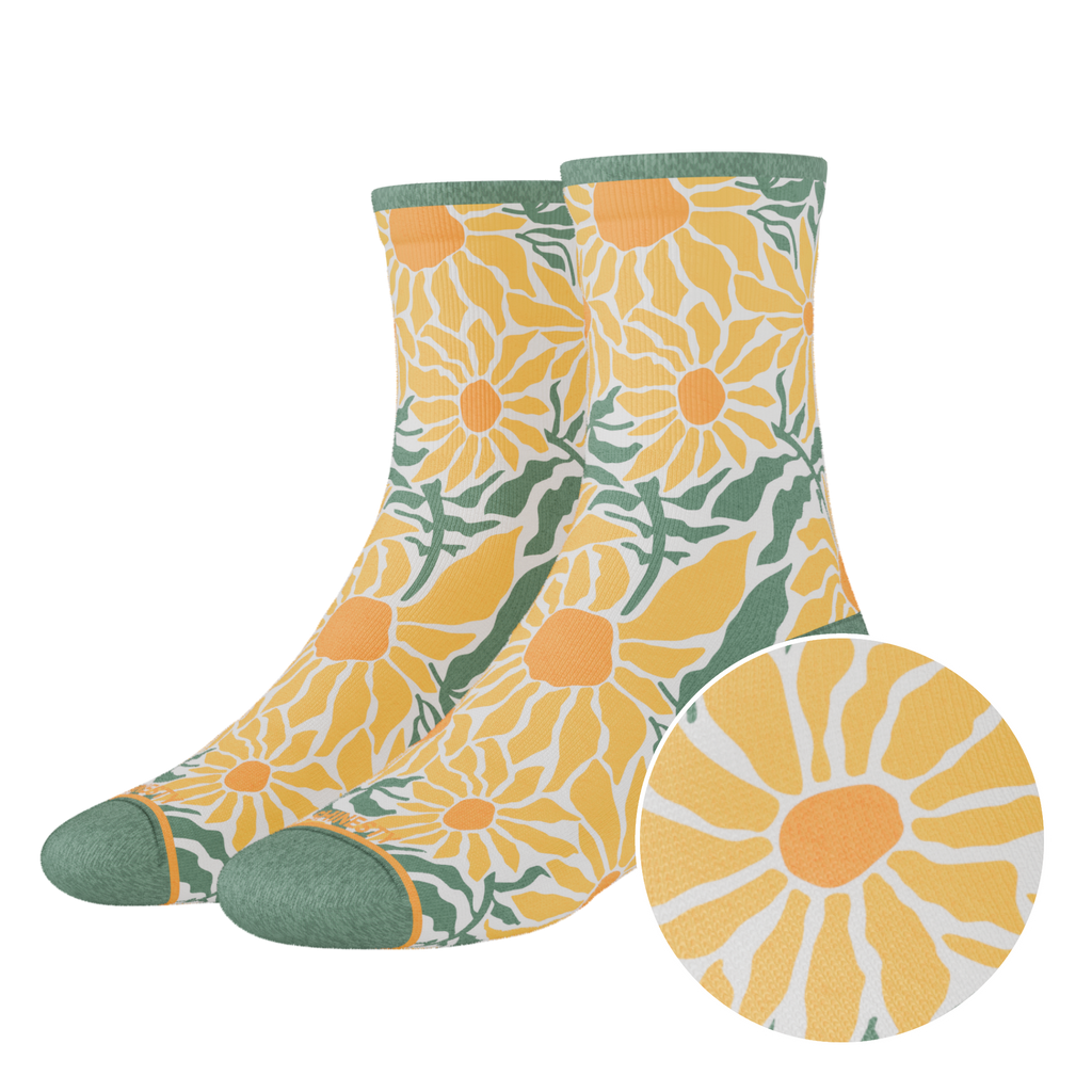 The June Bug | Sunflower Heel Hammock™ Quarter Crew Socks - Shinesty