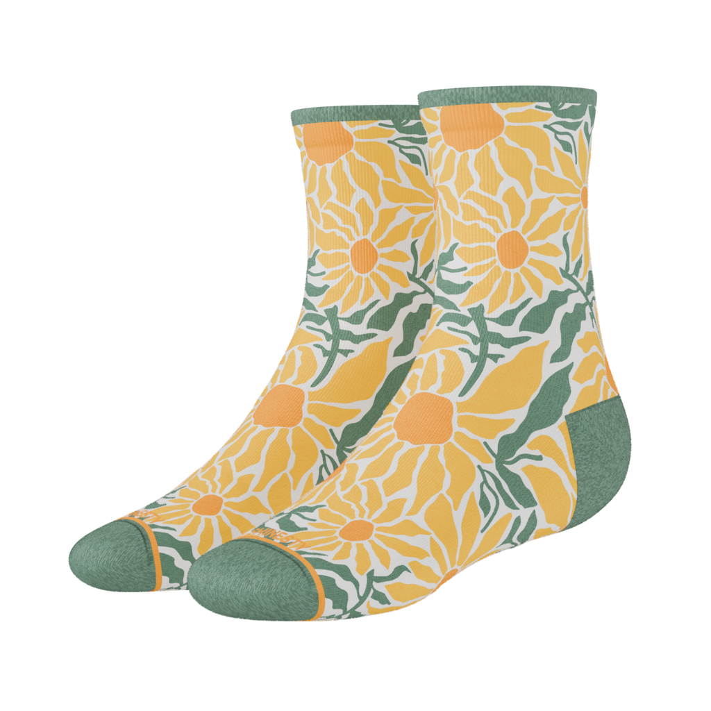 The June Bug | Sunflower Heel Hammock™ Quarter Crew Socks - Shinesty