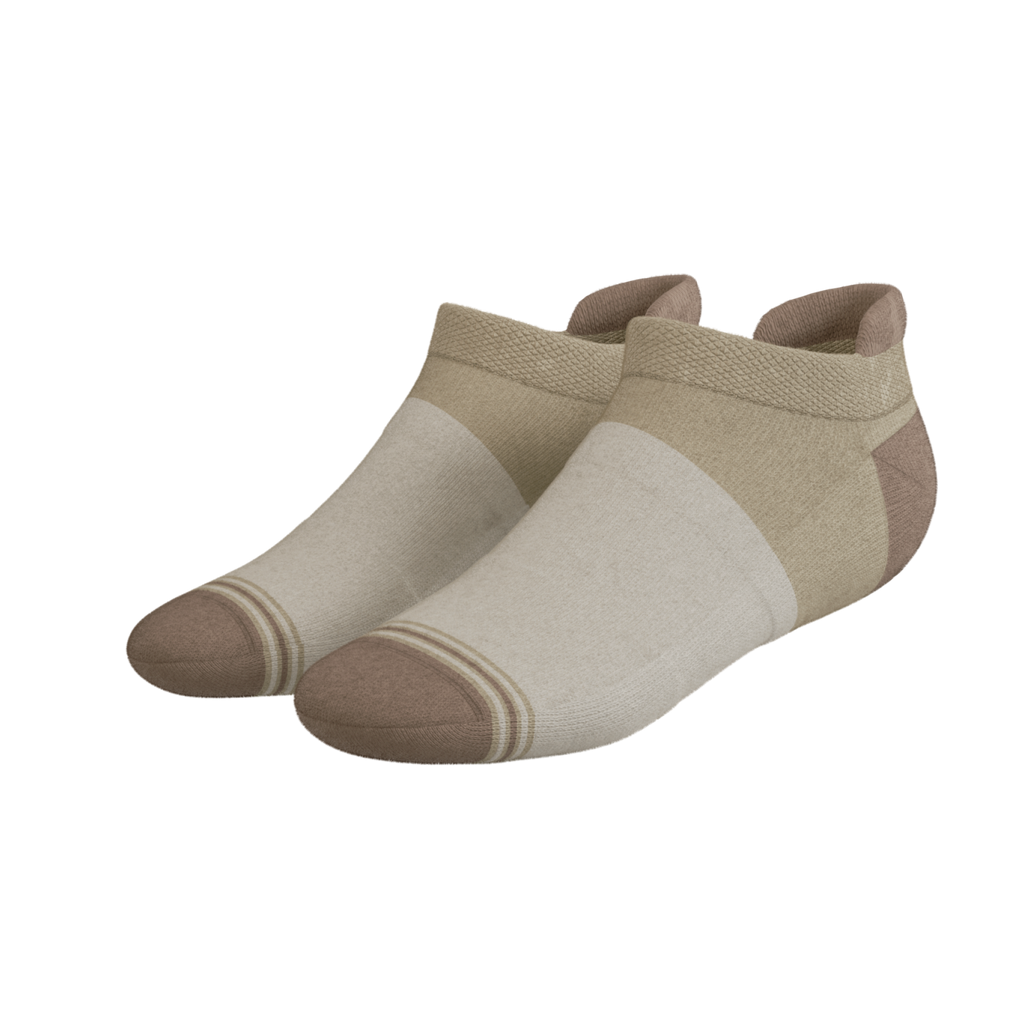 The Khaki | Tan Color Block Heel Hammock™ Ankle Socks - Shinesty