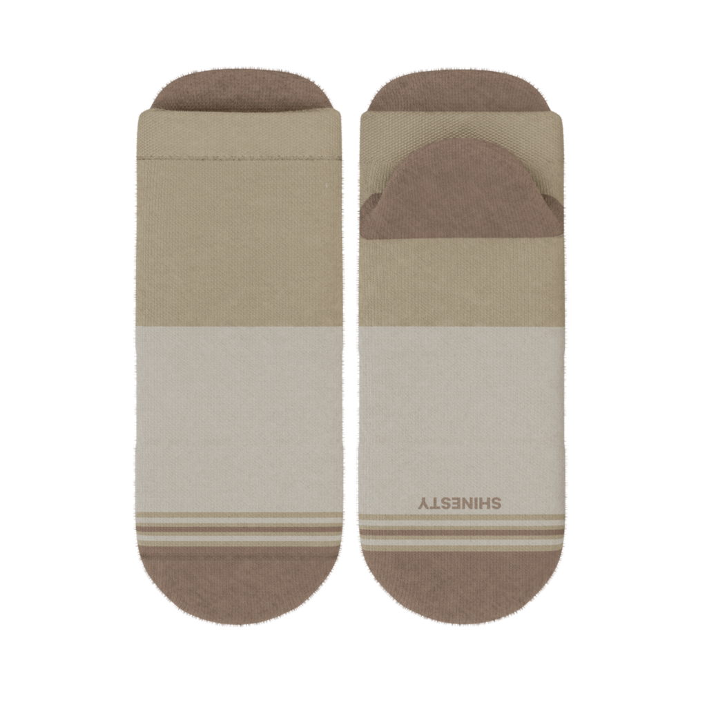 The Khaki | Tan Color Block Heel Hammock™ Ankle Socks - Shinesty