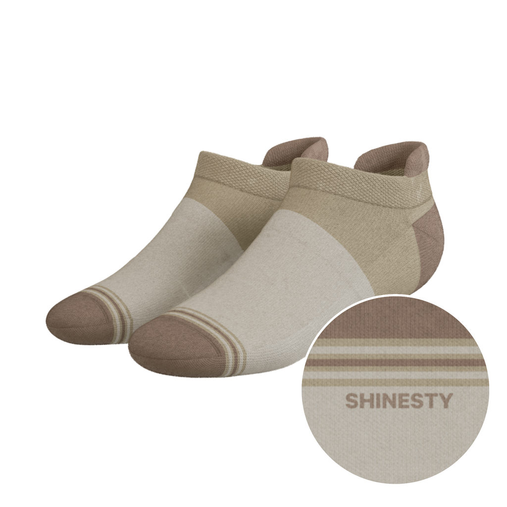 The Khaki | Tan Color Block Heel Hammock™ Ankle Socks - Shinesty