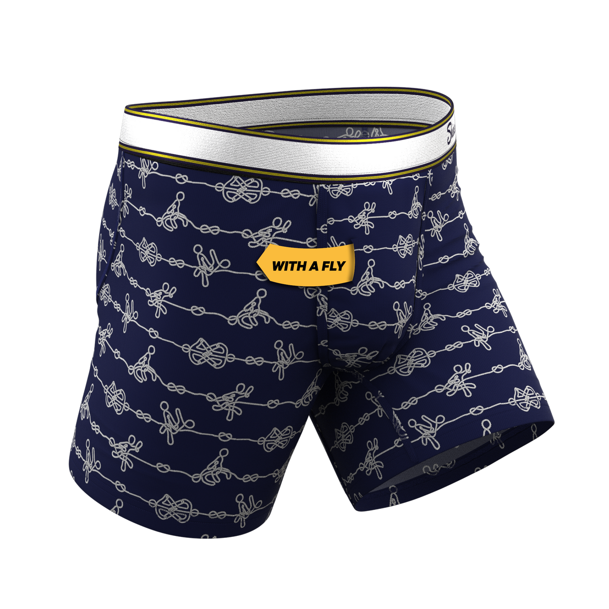 The Knotty Spots | Nautical Knots Ball Hammock® Pouch Underwear With Fly - Shinesty