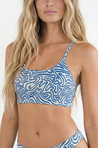 The Rio Grande | Abstract Navy Line Boob Hammock™ Scoop Bralette - Shinesty