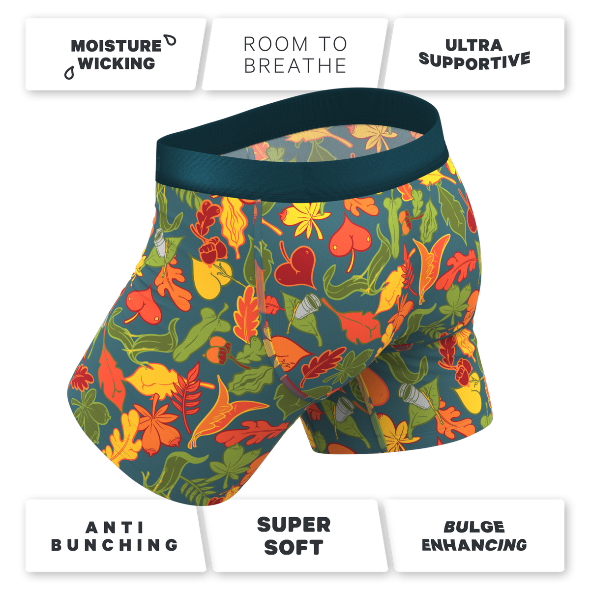The Leaf Peeps | Naughty Leaves Ball Hammock® Pouch Underwear With Fly - Shinesty