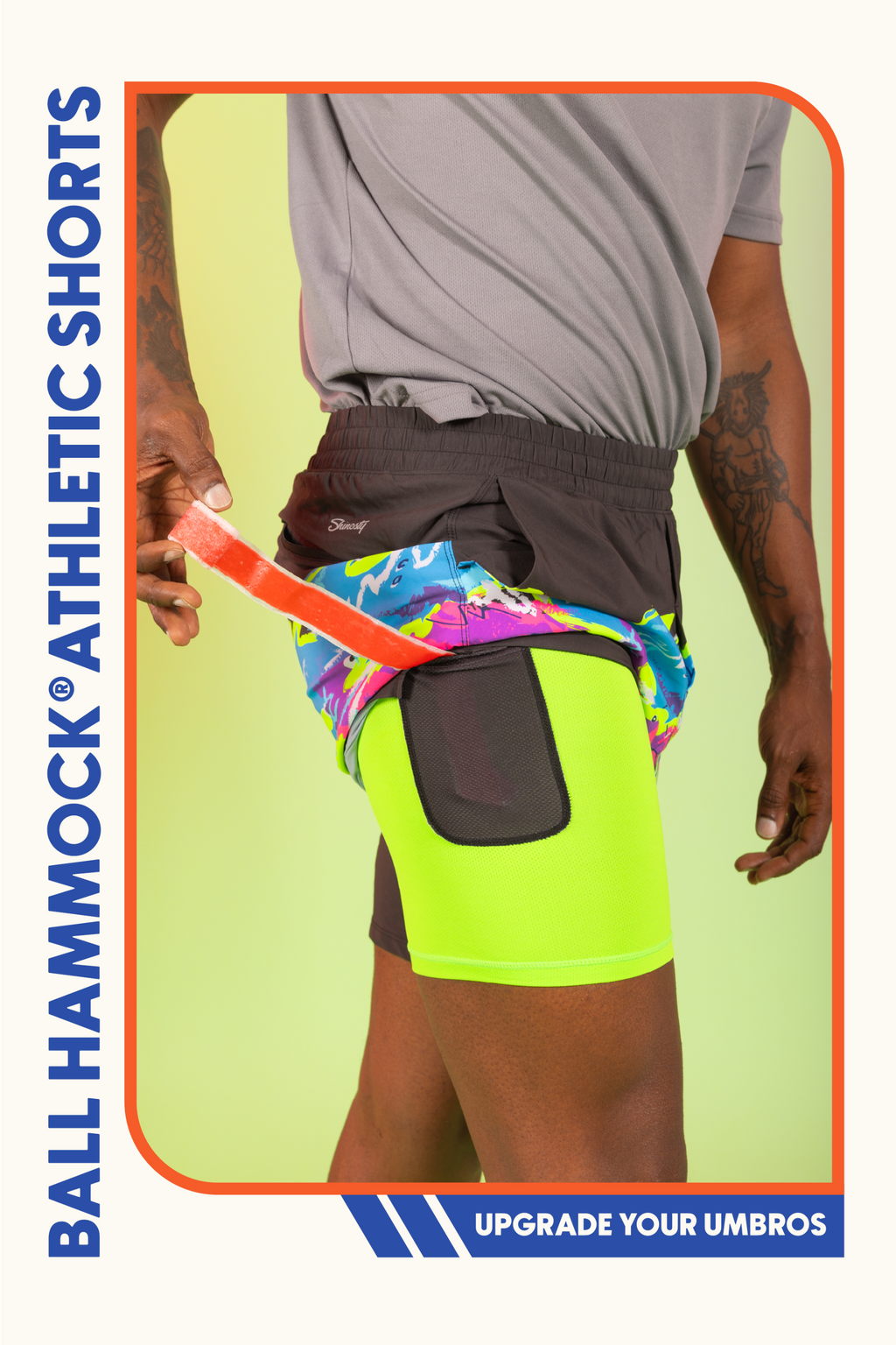 The Leg Day | Black Retro and Neon Ball Hammock® 5 Inch Athletic Shorts - Shinesty