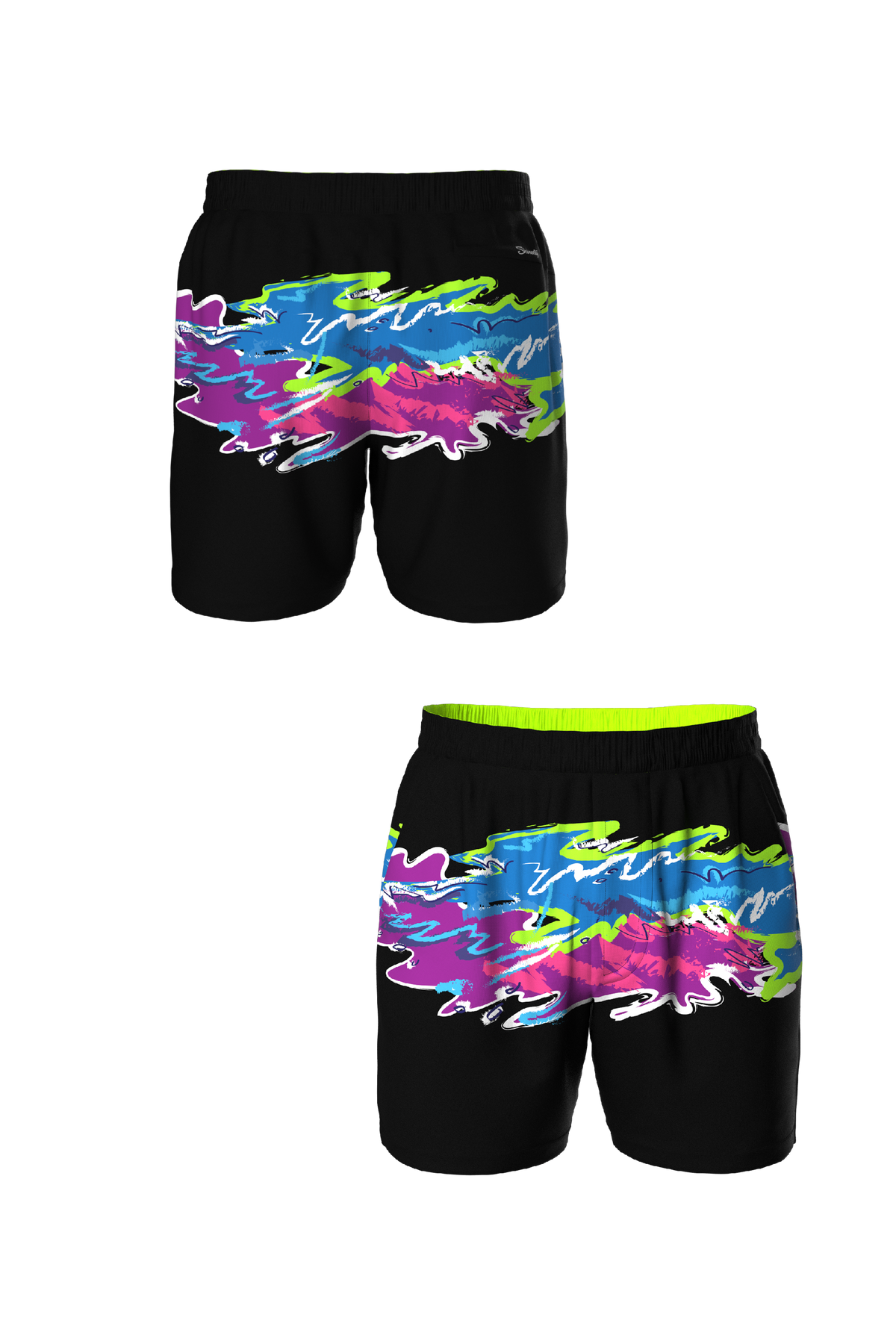 The Leg Day | Black Retro and Neon Ball Hammock® 5 Inch Athletic Shorts - Shinesty