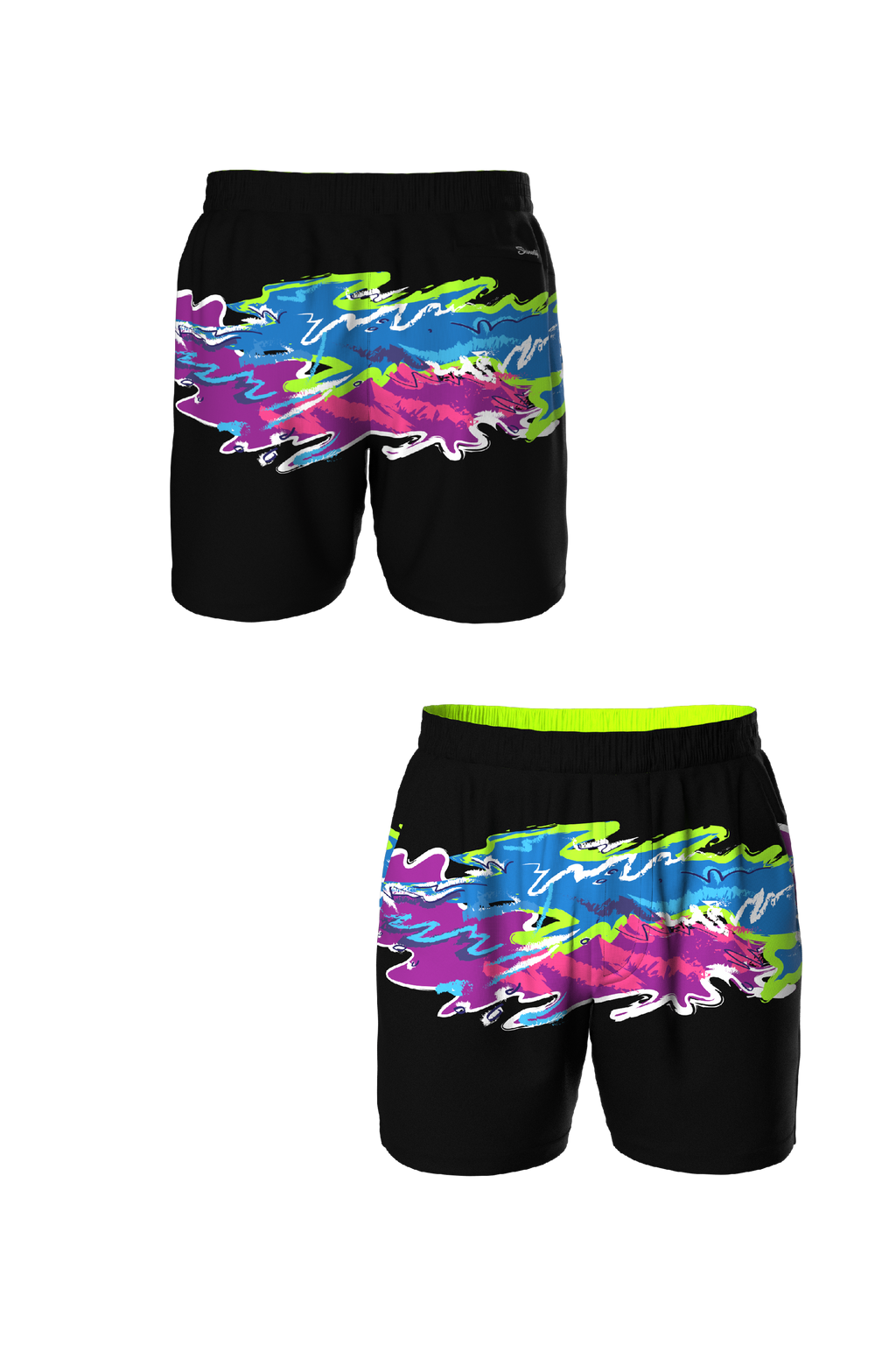 The Leg Day | Black Retro and Neon Ball Hammock® 7 Inch Athletic Shorts - Shinesty