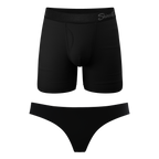 The Licorice Limbo | Black Couples Ball Hammock® Boxer With Fly and Thong 2 Pack - Shinesty