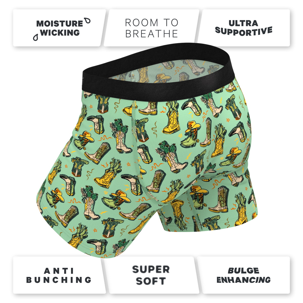 The Line Dance | Cowboy Boots Ball Hammock® Pouch Underwear With Fly - Shinesty